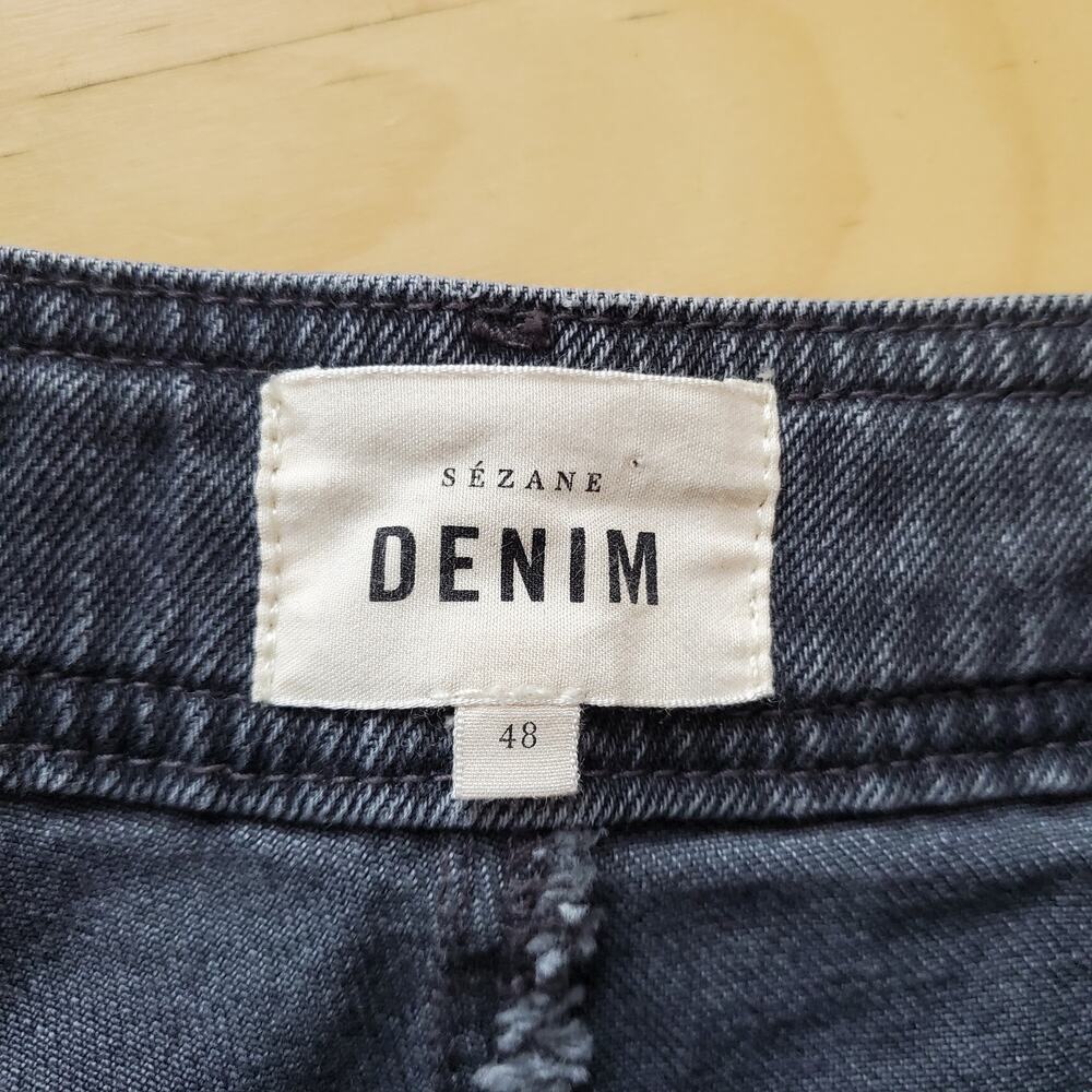 Sezane Le Crop Denim Wide Leg Crop Jeans High Waist Middle Grey Size 48 US 16 - Picture 7 of 10